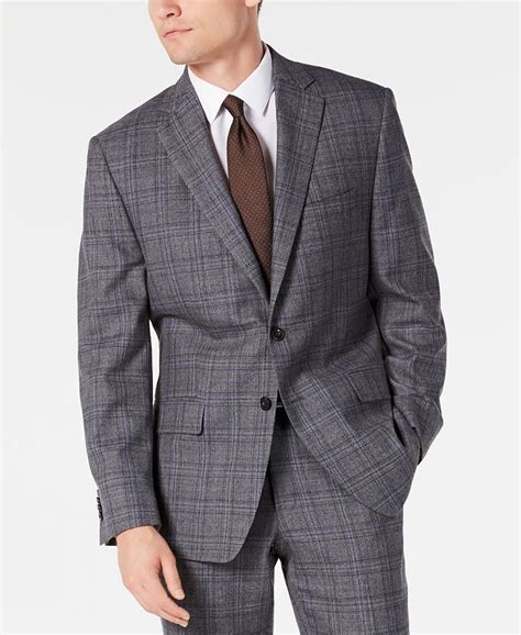 michael kors classic plaid suit 0500087961854 grey